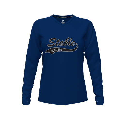[FTLVCFNV-FYXS-LOGO1] Comfort T-Shirt (Female Youth XS, Navy, V Neck, Logo 1, Long Sleeve)