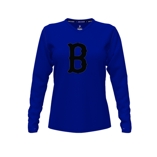 [FTLVCFRY-FYXS-LOGO3] Decker Comfort T-Shirt (Female Youth XS, Royal, V Neck, Logo 3, Long Sleeve)