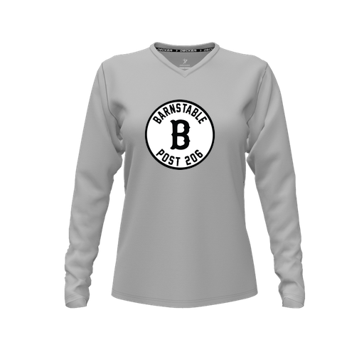 [CUS-DFW-TEES-CMF-VNK-LSL-GRY-FYXS-LOGO2] Comfort T-Shirt (Female Youth XS, Gray, V Neck, Logo 2, Long Sleeve)