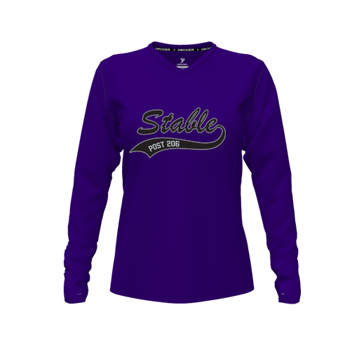 [CUS-DFW-TEES-CMF-VNK-LSL-PUR-FYXS-LOGO1] Comfort T-Shirt (Female Youth XS, Purple, V Neck, Logo 1, Long Sleeve)