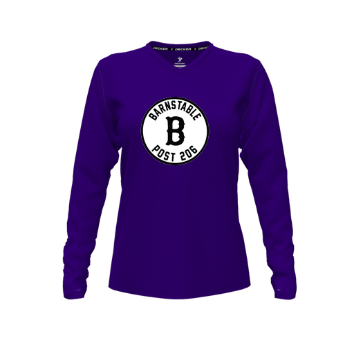 [FTLVCFPP-FYXS-LOGO2] Decker Comfort T-Shirt (Female Youth XS, Purple, V Neck, Logo 2, Long Sleeve)