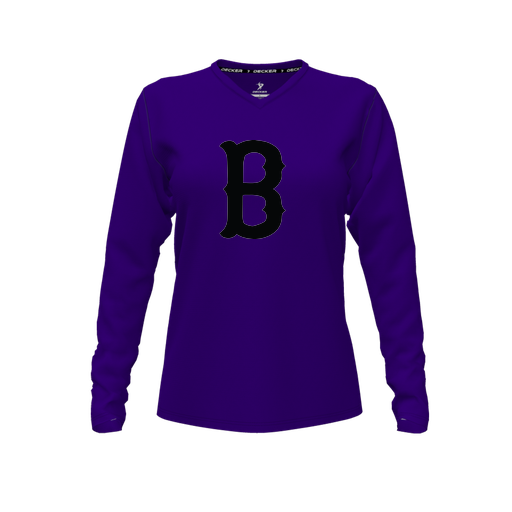 [CUS-DFW-TEES-PER-VNK-LSL-PUR-FYXS-LOGO3] Performance T-Shirt (Female Youth XS, Purple, V Neck, Logo 3, Long Sleeve)