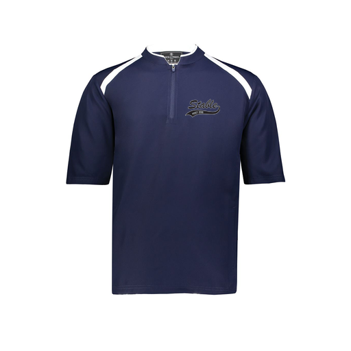 [229581-AS-NVY-LOGO1] Men's Dugout Short Sleeve Pullover (Adult S, Navy, Logo 1)