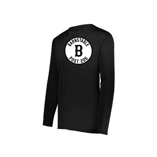 [222823.080.S-LOGO2] Youth LS Smooth Sport Shirt (Youth S, Black, Logo 2)
