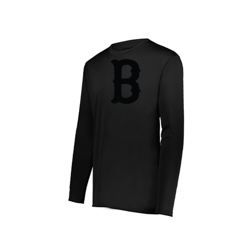 [222823.080.S-LOGO3] Youth LS Smooth Sport Shirt (Youth S, Black, Logo 3)