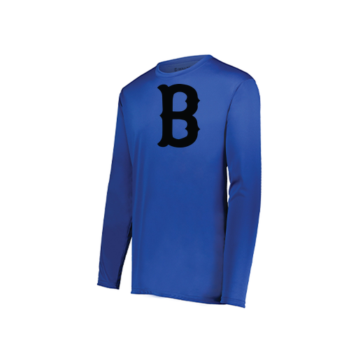 [222823.060.S-LOGO3] Youth LS Smooth Sport Shirt (Youth S, Royal, Logo 3)