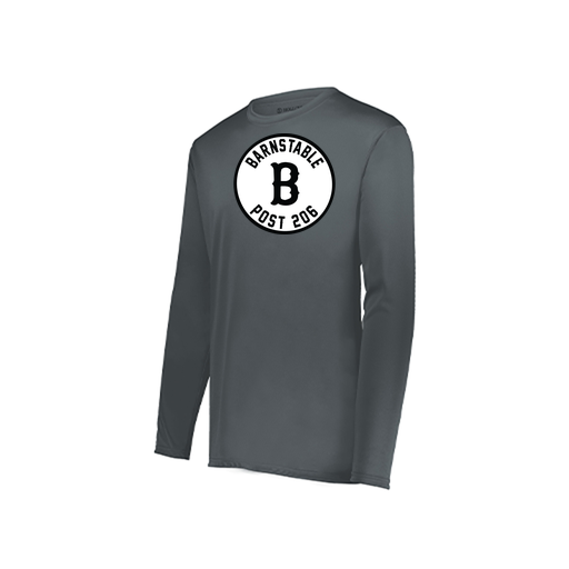 [222823.059.S-LOGO2] Youth LS Smooth Sport Shirt (Youth S, Gray, Logo 2)