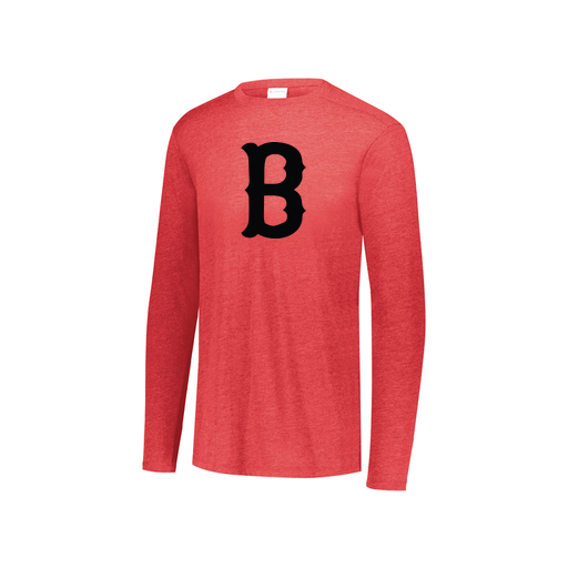 [FTLCUBRD-YS-LOGO3] Decker Youth Tri-Blend T-Shirt - Long Sleeve (Youth S, Red, Logo 3)