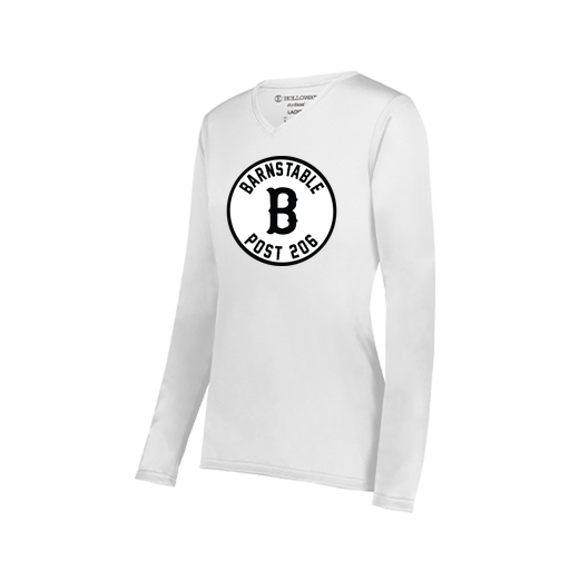 [222824.005.S-LOGO2] Ladies LS Smooth Sport Shirt (Female Adult S, White, Logo 2)