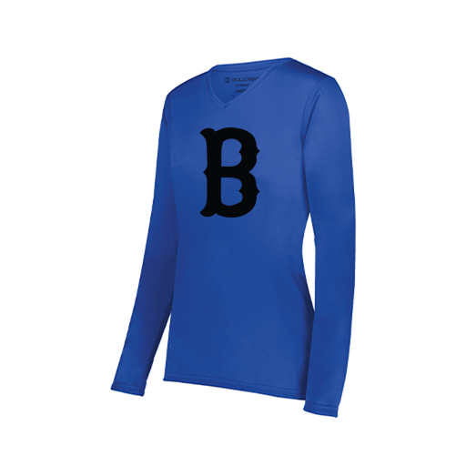 [222824.060.S-LOGO3] Ladies LS Smooth Sport Shirt (Female Adult S, Royal, Logo 3)