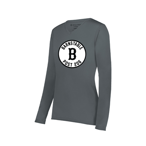 [222824.059.S-LOGO2] Ladies LS Smooth Sport Shirt (Female Adult S, Gray, Logo 2)
